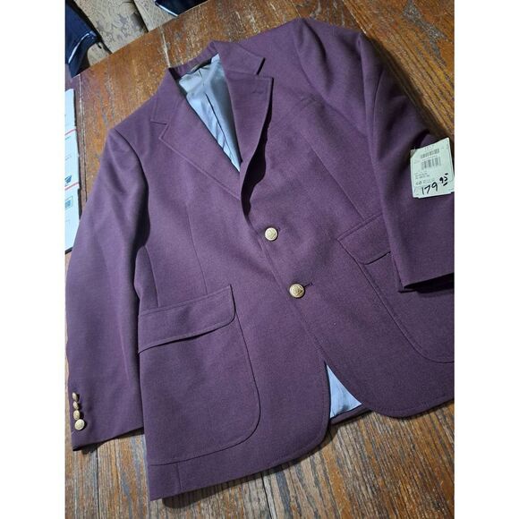 New 40R Regent Burgandy Wine Single Breast Suit Sports Coat Jacket Blazer NWT - Picture 2 of 4